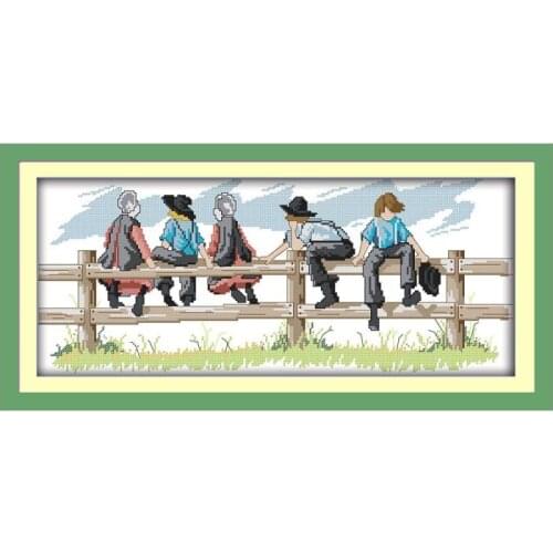 Five little friend cross stitch kit people 18ct 14ct 11ct count print canvas stitches embroidery DIY handmade needlework