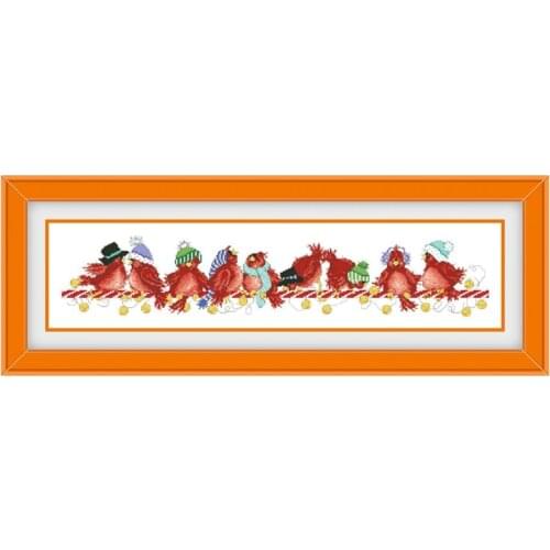 Jingle bird row cross stitch kits animal aida fabric 18ct 14ct 11ct unprint canvas cotton thread embroidery kits DIY craft set