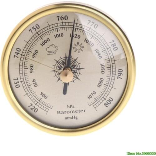 72mm Wall Hanging Barometer 1070hPa Gold Color Round Dial Air Weather Station