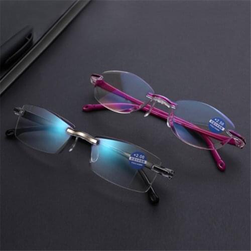 Anti Blue Ray Reading Glasses Lady Women Diamond Cutting Hyperopia Glasses Eyewear Computer Glasses +1.5 +2.0 +2.5 +3.0 +3.5