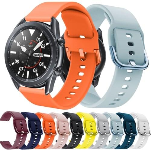 Iron Clasp Silicone Wristwatch Strap Watch Band Belt 41mm/45mm for Samsung Galaxy Watch3 Accessories