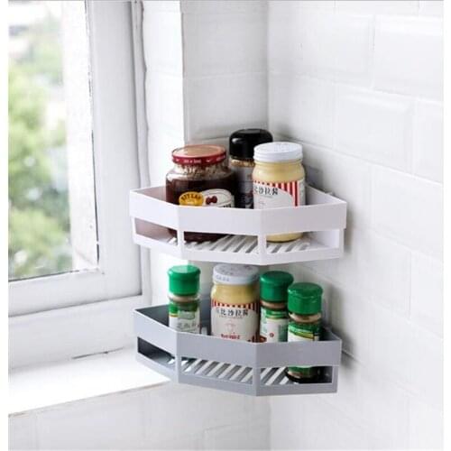 Traceless Triangle Bathroom Corner Shelves Shampoo Holder Kitchen Storage Rack Mess Shower Organizer Wall Holder Space Saver