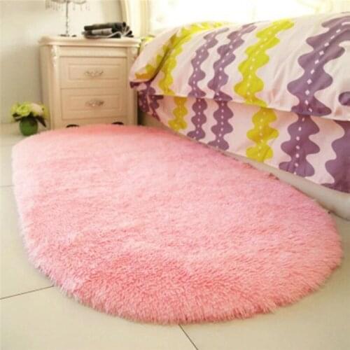 Short Hair Thickened Silk Wool Cute Oval Rug Non-Slip Home Living Room Bedroom Carpet Dining Room Floor Mat