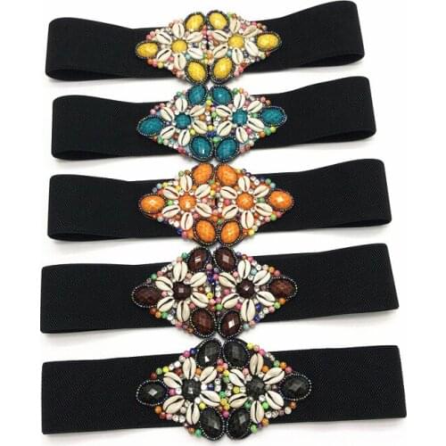 Bohemian Corset Belts for Women Elastic Stretch Cummerbunds Ethnic Flower Ceinture Femme Shirt Dress Waistband Waist Belt 2020