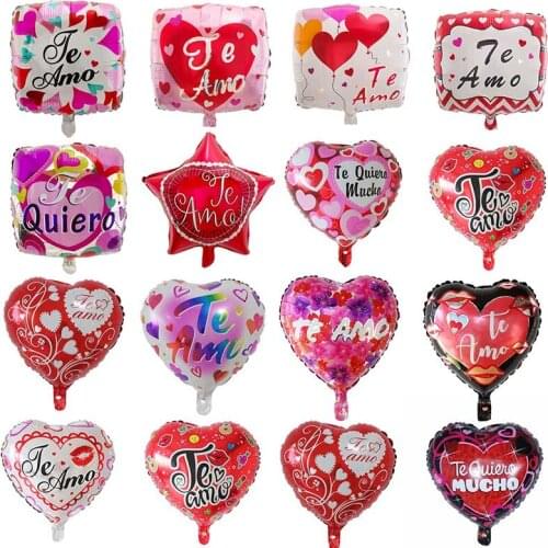 50pcs 18inch Spanish I Love You Foil Mylar Balloons Te Amo Heart Wedding Valentines Day Helium Balloon Air Globos Decoration