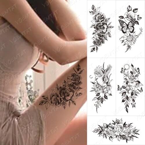 Crown Lion Cross Temporary Tattoos For Men Women Tiger Demon Rose Forest Fake Tattoos Forearm Thigh Half Sleeve Tatoos Stickers