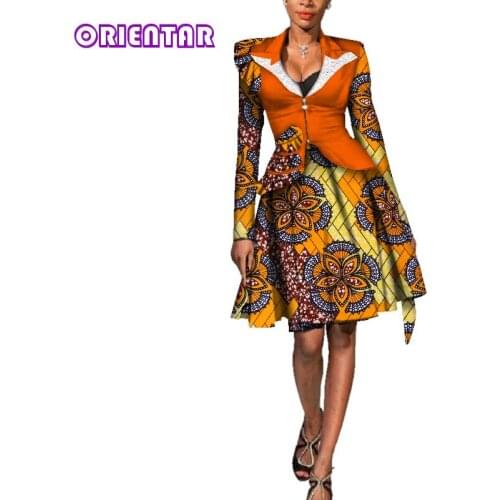 2 Pieces Set Women African Outfits African Print Top Coat and Skirts African Suits Skirts Set Women Clothes 6XL Plus Size WY3533