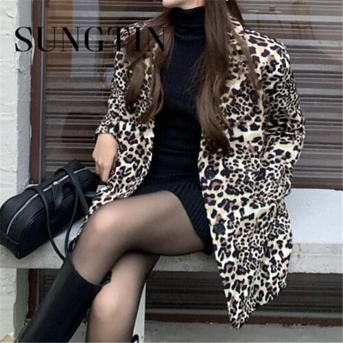 Sungtin Leopard Blazer Women Spring Summer Blazer Single-breasted Blazer Jackets Ladies Formal Suit Jackets Harajuku Streetwear