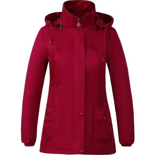 2021 Middle-Aged Elderly Womens Coats Spring Autumn New Plus Size Jacket Outerwear Female Zipper Hooded Casual Windbreaker