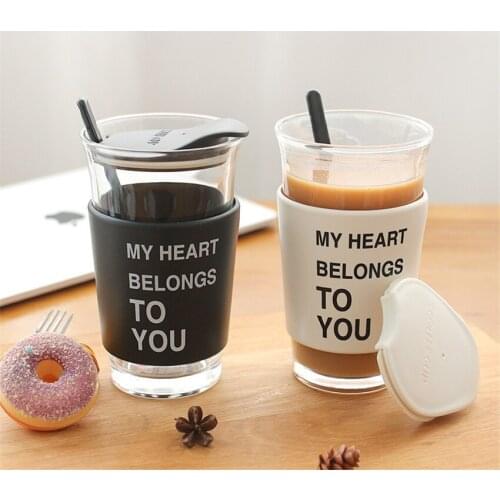 400ml Coffee Mugs Insulation Glass Tea Cup Creative Gift Drinkware Milk With Straws Cola Coffee Drinking Cup