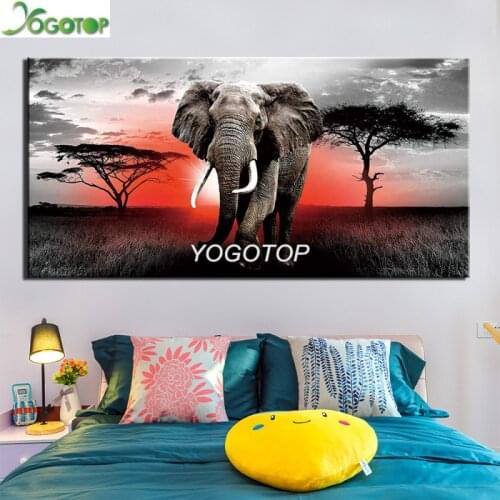 Large African elephant 5D Diy Diamond Painting Full Square Drill Icons Diamond Embroidery Sale Sunset Mosaic Home Decor YY2084