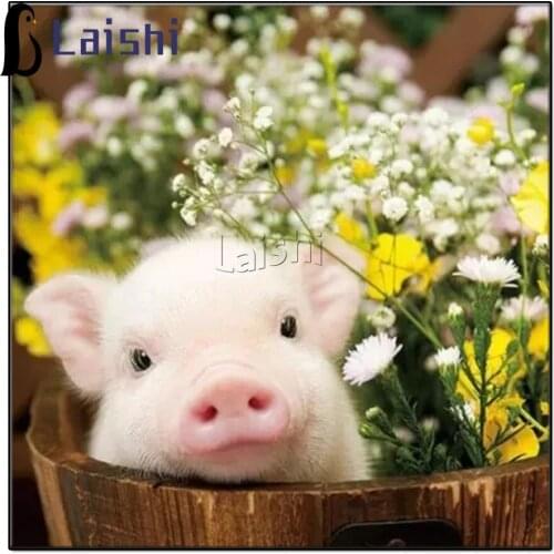 Diy Cute Pig Flower Animal Diamond Painting Full Square drill Rhinestone Cross Stitch Mosaic Round Diamond Embroidery Home Decor