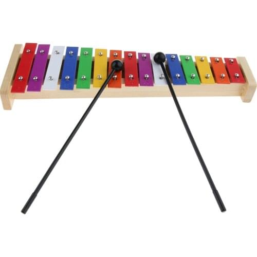 Aluminum Glockenspiel Xylophone with 2 X Wooden Mallets 15 Notes Children