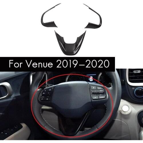 Carbon Fiber Car Steering Wheel Switch Button Decoration Cover Trim U Shape for Hyundai Venue 2019-2020