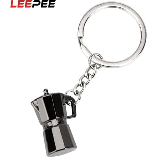 LEEPEE Moka Pot Shape Keychain Key Holder Auto Accessories Car Keyring Key Chain Metal Key Rings Creative Gift
