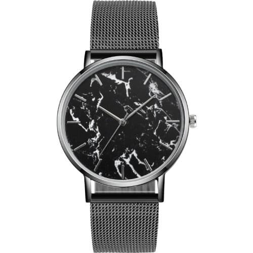 Unusual Mens Watch European American Fashion Marbling Male Clock Milan Belt Mesh Quartz Watch Man Steampunk Rose Gold Clock