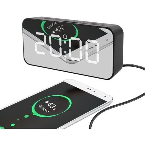 Alarm Clock Digital LED Electronic Table Desk Clocks Temperature Meter Snooze USB Nightlight Home Decor