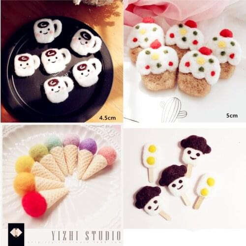 Dvotinst Newborn Baby Photography Props Handmade Mini Wool Cute Desserts Cake Ice Cream Coffee Bread Studio Shooting Photo Props
