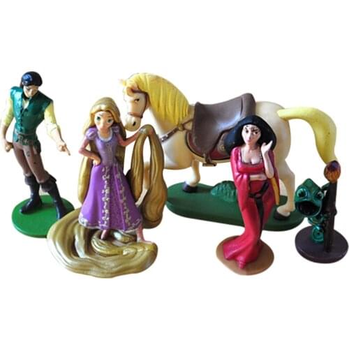 6-10cm 5pcs/Lot Tangled Princess Bundle Flynn Pascal Maximus Magic PVC Action Figures Toys Dolls