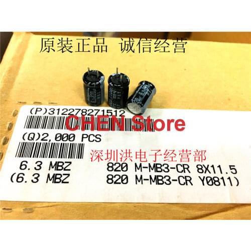 50PCS NEW RUBYCON MBZ 6.3V820UF 8X11.5MM electrolytic capacitor mbz 820uf 6.3v Ultra low ESR motherboard 820uF/6.3V