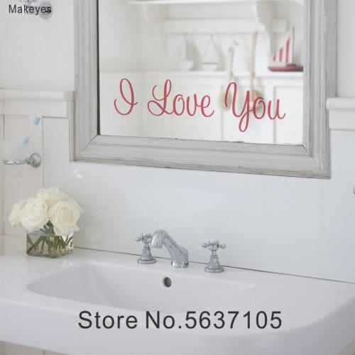 Makeyes I Love You Quotes Wall Sticker Home Mirror Words Decals Home Bathroom Decoration Vinyl Stickers Mural Modern Mirror Q116