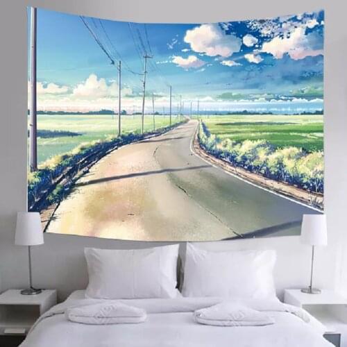 Tapestry Bedside Bedroom Dormitory Background Cloth Tablecloth Blocking Free Punch декор на сте Anime Landscape Wall Decoration