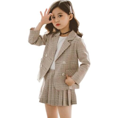 Kids Clothes Plaid Pattern Clothes For Girls Jacket + Pants Girls Clothes Teenage Childrens Clothes Girl