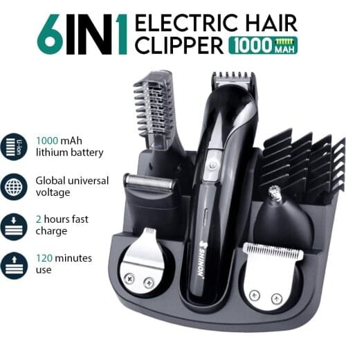 6 In 1 Professional Hair Trimmer men Hair clipper Electric Beard Ear Nose Hair Moustache Hair cutting Machine cordless corded