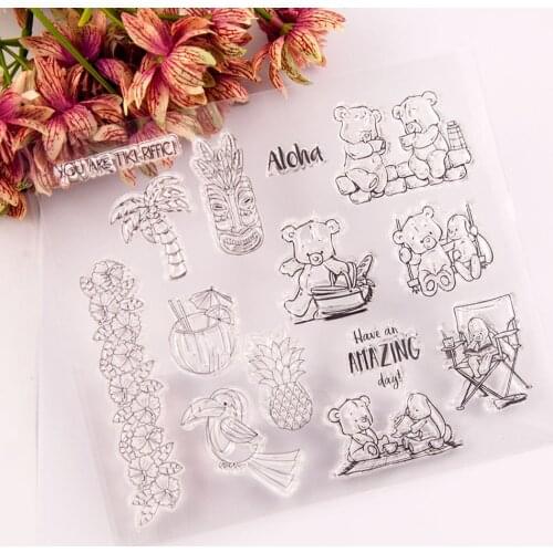 Bear Bunny Parrot Pineapple Rubber Clear Stamps Silicone Seal for DIY Scrapbooking Card Plants Transparent Stamps Crafts Decor