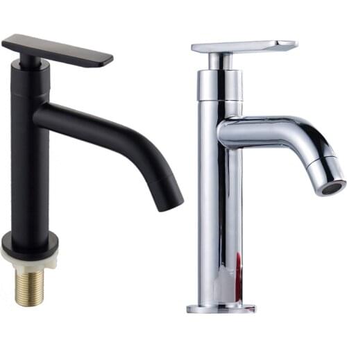 Fashion Matte Black Silver Basin Faucet Stainless Steel Bathroom Sink Washing Tap Single Cold Single Handle Water Tap