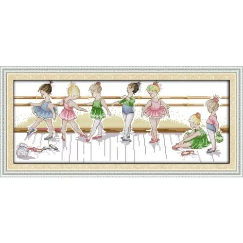 The little ballet girls cross stitch kit people 14ct count canvas x stitching DMC color embroidery DIY handmade needlework plus