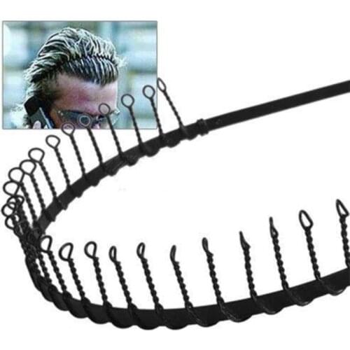 New Mens Metal Wire Teeth Hair Band Fashion Black Soccer Football Sports Headband