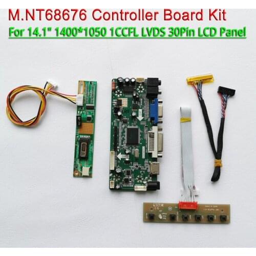 Fit LP141E2 LP141E3 VGA DVI 1CCFL keyboard LVDS 30Pins+cable 14.1" 1400*1050 M.NT68676 LCD screen controller board DIY kit