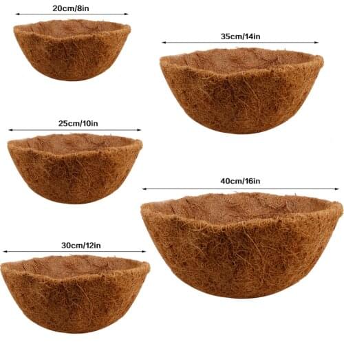Flower Pot Coconut Hanging 20-40cm Lining For Home Furnishings 2pcs Replacement Coconut Fiber Hanging Basket Flower Pots Liner