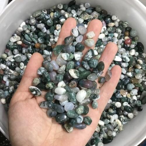 Polished moss Agate gravel natural quartz crystal Tumbled Stones For Decor