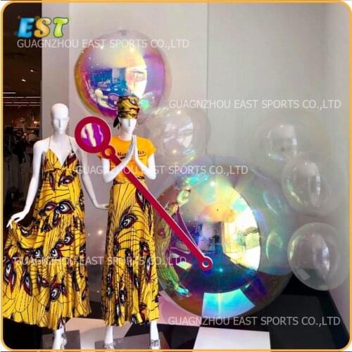 Iridescent Bubbles Holographic Rainbow Reflective Ball Inflatable Mirror Balloon Inflatable Reflective Balloon
