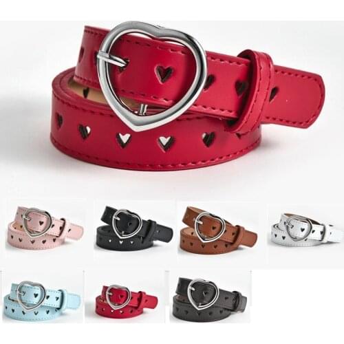 90cm New Childrens Boys and Girls Belt Women Casual Ladies Luxury Cute Heart-shaped Thin Belts Fashion Trend Ladies Waistband