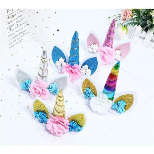Kids Birthday Party Decoration Unicorn Horns Cake topper Cake Accessories Girls Unicorn Party Favors Baby Shower Wedding Decor