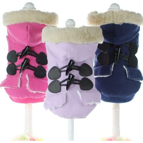 Watertightness Horn button Cute Dog Coats cotton-padded clothes Clothing For Dogs Puppy Dog Cat Pet Clothes Apparel