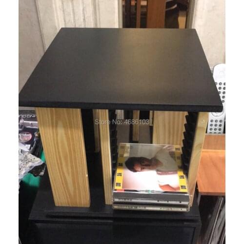 European style Rotatable cd rack Game Disk Rack Game cd box black gum record shelf Wood caja cd storage