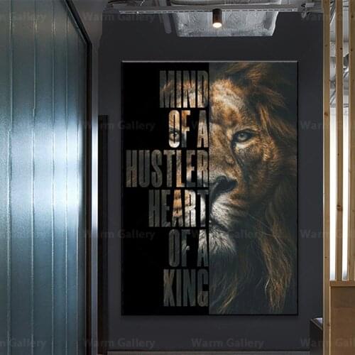 Animal Wall Decor Painting Lion Poster Its Over When You Quit Insparing Phrase Canvas Prints for Home Office Wall Decor