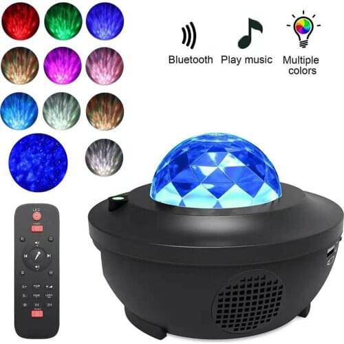 Star Projector Galaxy LED Star Night Light Lamp Music Starry Water Wave Galaxy Projector Light Bluetooth Sound-Activated Light