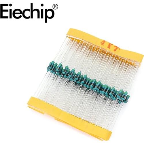 100pcs/lot 1/4W 1% Metal film resistor 0.25W resistance 4.7K ohm Throught Hole