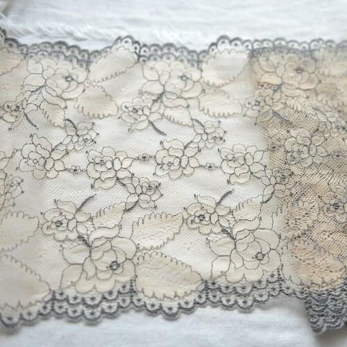 20Yards Embroidered Floral Lace Trim Black Beige Fabric DIY Garment Accessories Lingerie Bra Sewing Fabric 22cm Wide