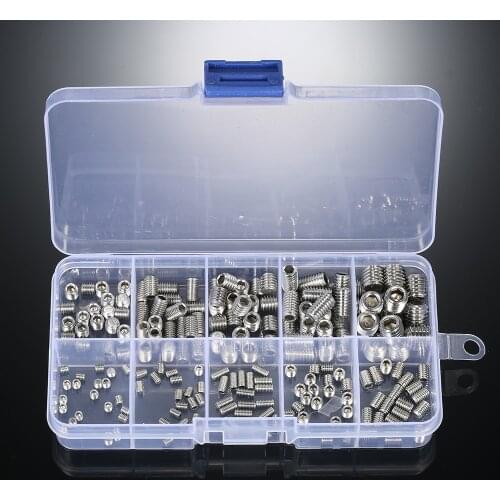 200pcs Stainless Steel Socket Screws Allen Head Socket Hex Set Grub Screw Assortment Point Column M3-M6/M8 Hexagonal Screw Kit