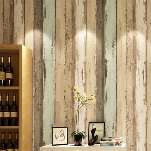 Beibehang 3D wallpaper wood grain striped Mediterranean style retro living room background wall wallpaper roll papel de parede