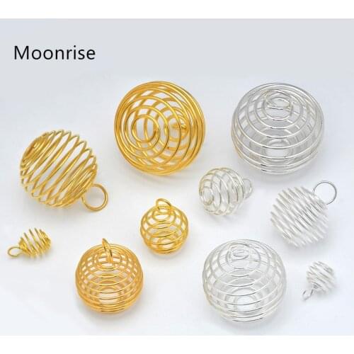 5pcs/10pcs/20Pcs 8mm 15mm 25mm 30mm Silver Plated Spiral Bead Cages Pendants for Jewelry Making