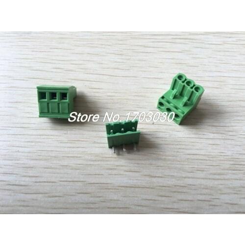 50 pcs 5.08mm Close Angle 3 pin Screw Terminal Block Connector Pluggable Type