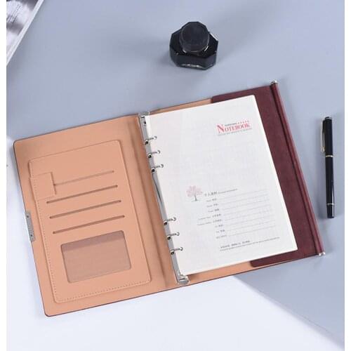 A5 Ring Binder Refillable Planner Notebook Diary Journal with Card Pen Holder Magnetic Button Stationery Card Pen Pockets