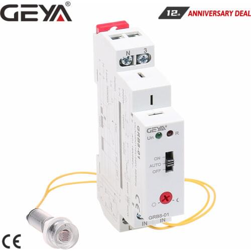 Free Shipping GEYA GRB8-01 Twilight Switch with Sensor AC110V-240V Photoelectric Timer Light Sensor Relay